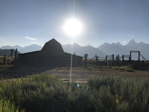 teton barn sunset and orbjpg