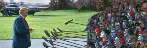 Trump addressing the clown media