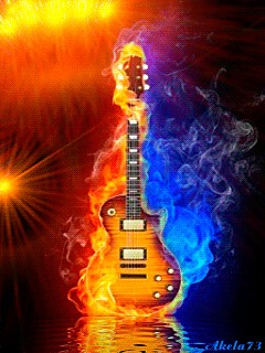 flaming guitar