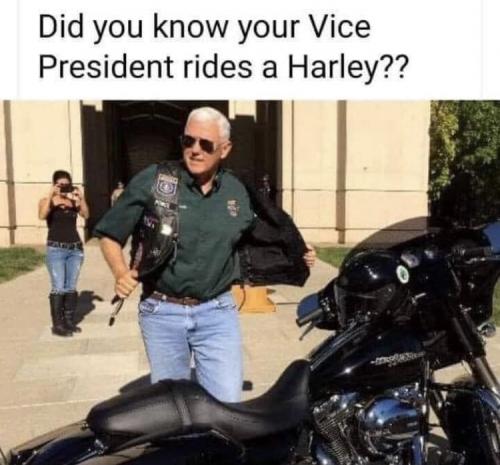 VP rides a Harley