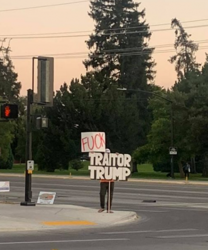Fuck Trump sign Guy