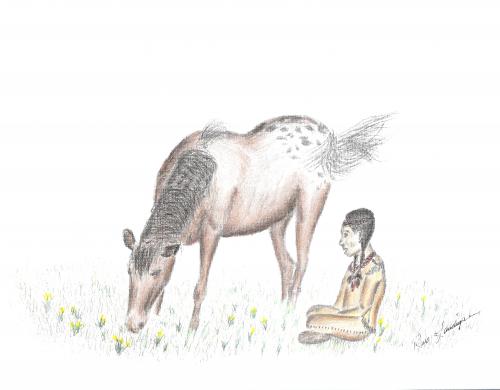 Indian Girl-Horse
