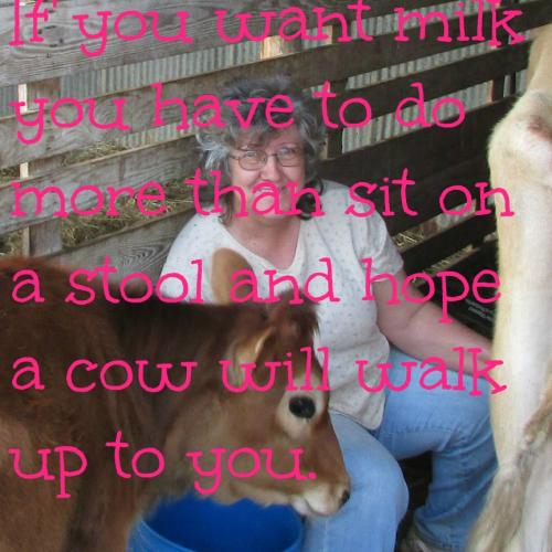 If you want milk, you have to do more than sit on a stool