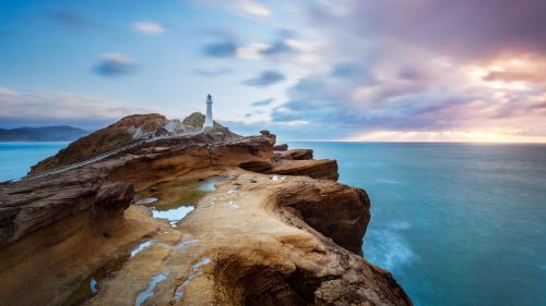 Castle-Point-Lighthouse-near-the-village-of-Castlepoint-North-Island-of-New-Zealand-20170912