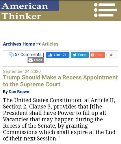 American Thinker Recess Appointment