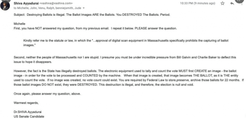 Legal Counsel of Massachusetts confirms Secretary of State destroyed over 1 million ballots
