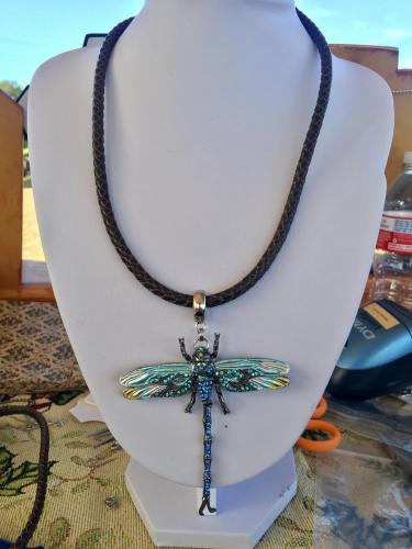 Dragonfly Leather cord Choker