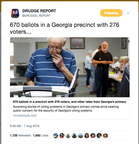 demvotefraud georgia ballots 670 with only 276 voters Screen Shot 2018-08-07 at 1.40.11 PM