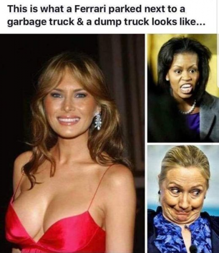 Ferrari parked next to a dump truck