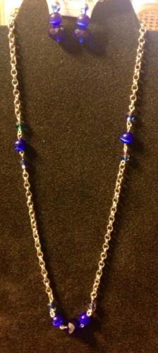 Chain with cobalt blue glass beads