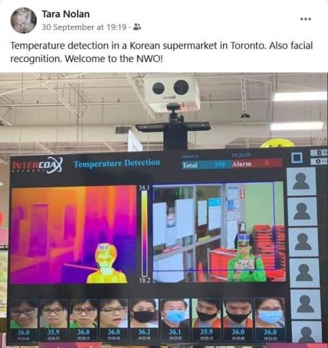 Temperature sensors and facial recognition at a Korean supermarket in Toronto - some love their technocracy!
