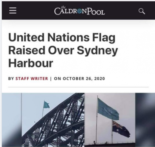 un flag raised on Sydney Harbour bridge