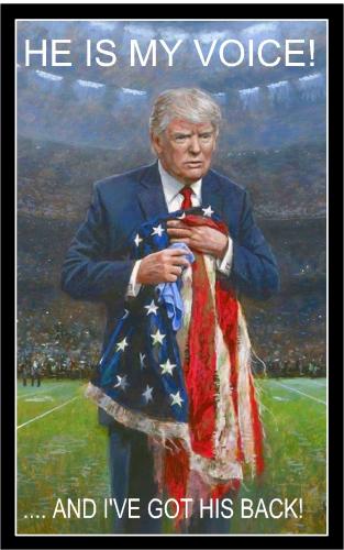 Trump with Tattered Flag