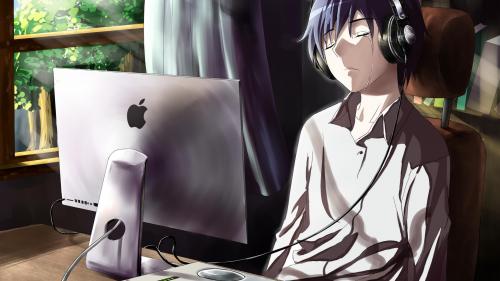 2048x1152_guy-anime-computer-tears-sadness-room