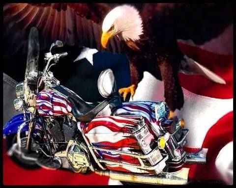 American Flag & Harley