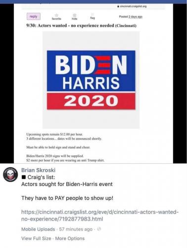 Biden Harris Pay People to show up