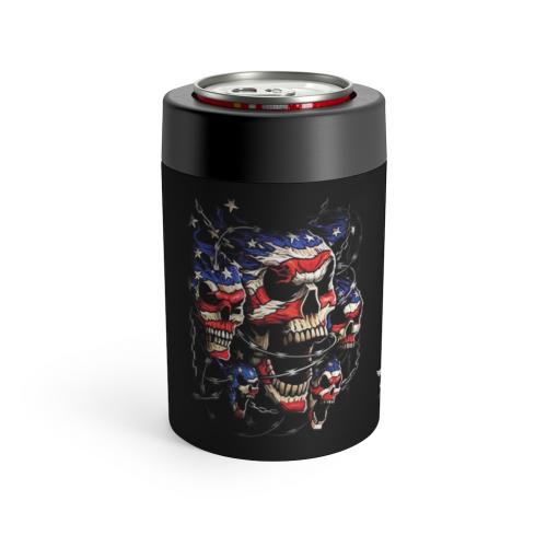 Tri Skull Flag beer coozie left