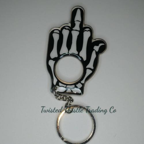 Middle Finger Button Pusher Skeleton Hand