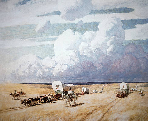 covered-wagons-heading-west-newell-convers-wyeth