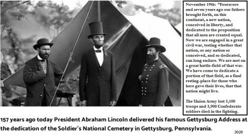 History Gettysburg address Lincoln Nov 19