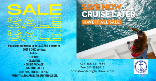 Plan ahead and receive up to US$2,300 in extras on 2021 & 2022 voyages. _AMENITY ALSO APPLIES TO 3RD_4TH GUESTS.