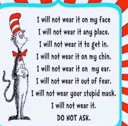 I will not wear it on my face dr seuss