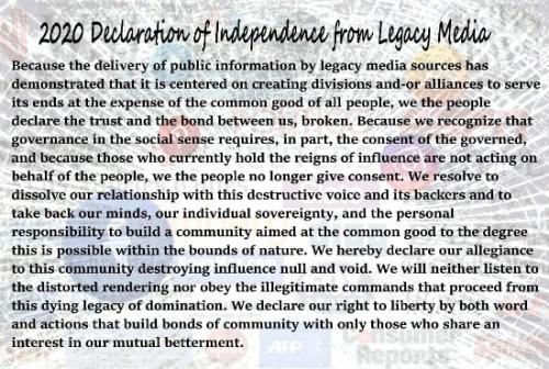 Political 2020 Declaration of Independence from Legacy Media 201117