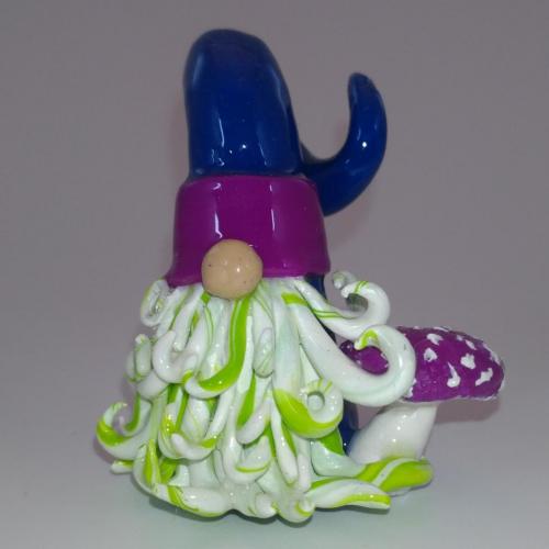 Blue Gnome with Purple Mushroom 1.75w x 2.25w x 1.75d (1)