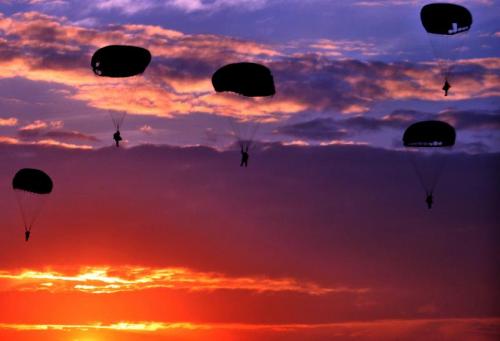 Paratroopers at sunset