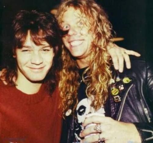 Eddie Van Halen (R.I.P.) and James Hetfield, Des Moines, Iowa, May 26, 1986.