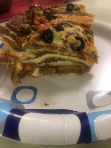 This is my Green Chili & Cheese Mexican Lasagna that I made and created. So very good.