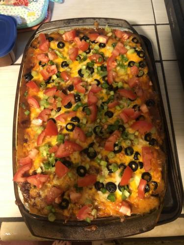 This is my recipe that I named, Green Chili & Cheese Mexican Lasagna a family favorite by far!