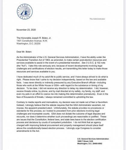 Trump Administration Letter
