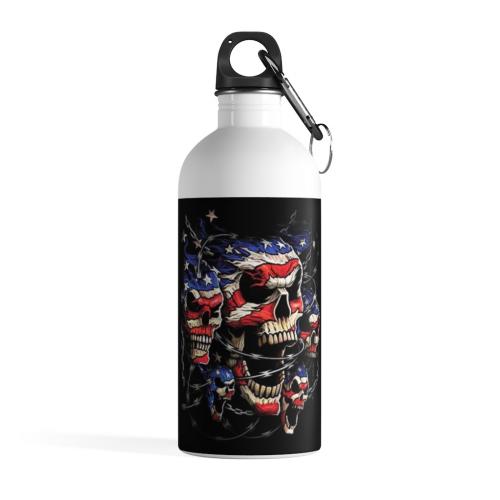 Tri Skull Flag water bottle front