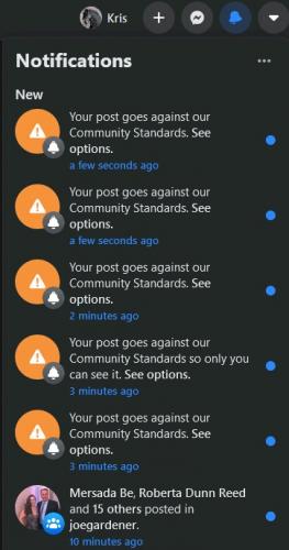 5 more posts against community standards and I did not even post today  11 18 2020