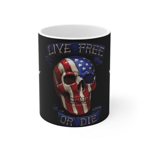 Live free or die flag skull 2 mug