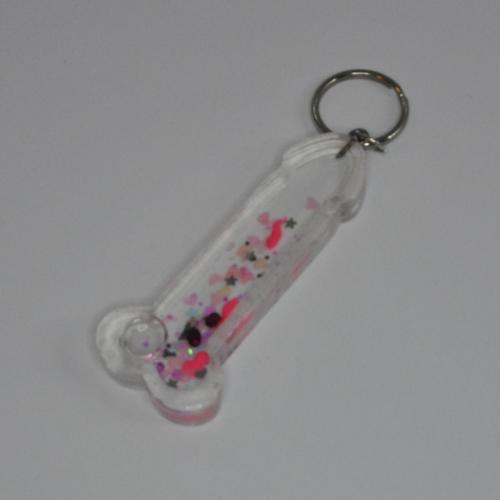 Penis Shaker Keychain Clear with Pink Spermies