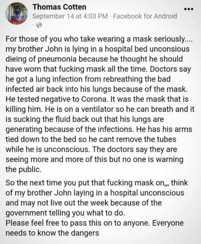 pneumonia from mask