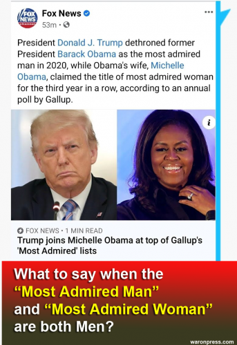most admired men Donald Trump and Michelle Obama man woman gallup poll 2020