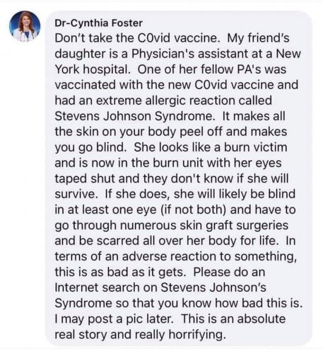 Dr Cynthia Foster - Stevens Johnson Syndrome