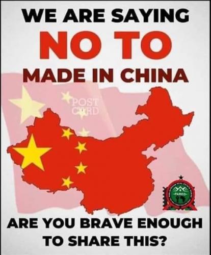 SAY NO TO BUYING CHINESE PRODUCTS