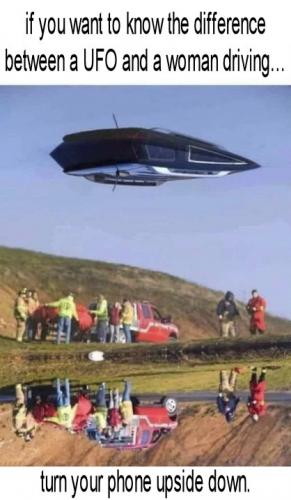 the difference between a UFO and a woman driiving