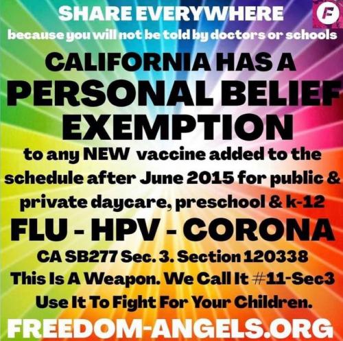 CA Personal Belief Exemption