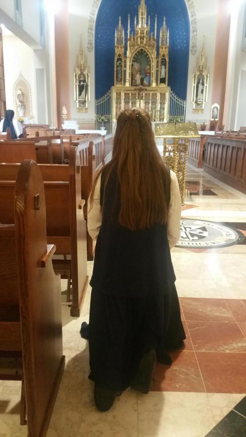 Bridget praying in chapel