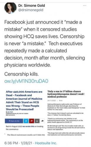 HCQ_Censorship_Admitted_Wrong