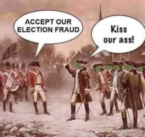 demvotefraud 1776 accept our election fraud kiss our ass kek frog revolution meme