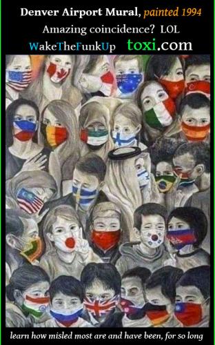 DENVER AIRPORT MURAL 1994 GLOBAL FACEMASKED