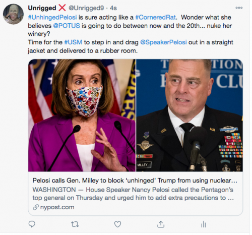 DOPE smartlikedemocrats PELOSI nucler rant unhinged cornered rat general milley Pentagon nuclear codes Screen Shot 2021-01-08 at 9.47.35 AM