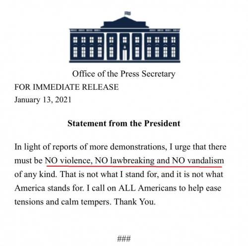 NO violence, NO lawbreaking, NO vandalism