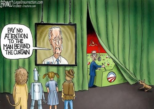 Obama behind the curtain